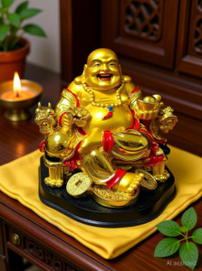 Ripe India Exclusive Feng Shui Lucky Laughing Buddha Decorative Showpiece - 7 cm