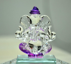 craftradhika Crystal ganesha Statue for car dashboard I Ganesh idol I Ganesha statue I Home Decor I Gifts for House warming I Decorative Showpiece  -  7 cm