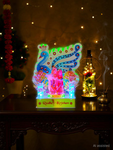 Awesome Craft Krishna Radha gift with light Idol Showpiece For Home Décor, Gifts Decorative Showpiece - 17 cm