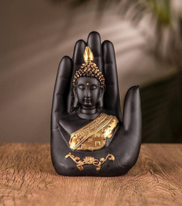 jv enterprises Golden Palm Buddha Idol for Home Decor Luxurious Hand Buddha Statue Decorative Showpiece  -  17 cm