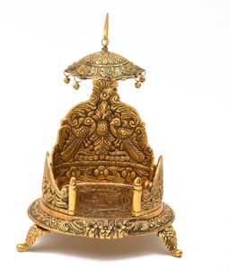 NIRMAL HANDI CRAFT Gold Plated Ladoo Gopal Pooja Chowki for Temple Mandir Puja Decorative Showpiece  -  25.4 cm