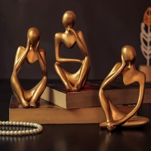 TIED RIBBONS Set of 3 Modern Art Man Showpiece Abstract Thinker Statue for Home Decor Items Decorative Showpiece  -  13 cm