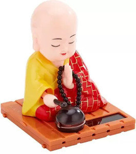 tskutty Child Cute Solar Buddha Feng-Shui IDOL (Plastic, Red) Decorative Showpiece  -  9 cm