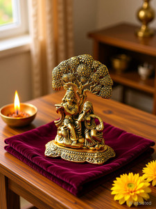Readme Lord Radha Krishna Idol Love Couple Statue/ Gift Handicraft Idol for Temple/Home Decorative Showpiece  -  8 cm