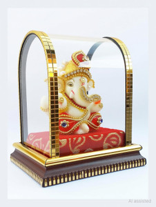TAG ON Hindu God Shri Ganesh statue lord Ganesha idol for Car Dashboard Decorative Showpiece  -  11 cm