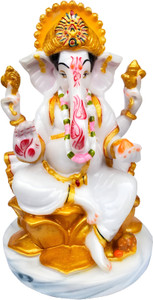 HUBZONES Marble Lord Ganesha Idol God Ganpati / Ganesh Handicraft Statue Decorative Showpiece  -  23 cm
