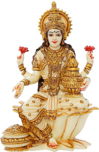 krishnagallery1 W Laxmi Mata Murti Marble Finish Lakshami Mata Statue Decorative Showpiece  -  14 cm