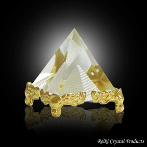 REIKI CRYSTAL PRODUCTS Feng Shui Glass Pyramid Crystal Pyramid With Stand For Positive Energy, Vastu Correction, Spirits, Success Good Luck and Prosperity Home Decor, Office Table And Wall Slab Decorative Showpiece  -  4.5 cm