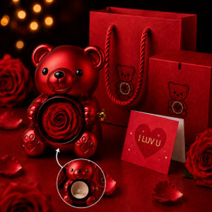 Gridcart Rose Bear Jewelry Box 14cm Red - Image 6