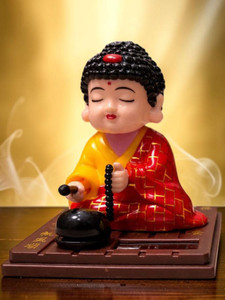 DECOVATE Solar Powered Buddha Bobblehead car, office desks, or home decor Decorative Showpiece  -  9.5 cm