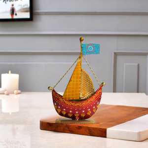 CraftVatika Boat Showpiece For Home Decoration Handcrafted Office Decor Items For Table Decorative Showpiece  -  20.5 cm