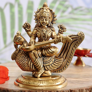 Sunpic Pure Brass Sarswati Murti (4.5 Inch) Goddess Saraswathi Devi ...