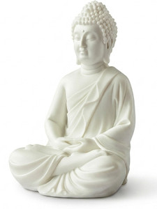 Mag Creation MAGIC CREATION Lord White Buddha Idol 5 Inch | Polyresin Statue for Home Decor Decorative Showpiece  -  12.7 cm