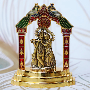 Chhariya Crafts Radha Krishna Playing Flute Idol Murti Decorative Showpiece  -  10 cm