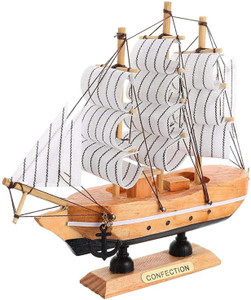 ADA Handicraft Beautiful Antique Decorative Wooden Sailing Ship Showpiece for Home Decor Decorative Showpiece  -  15 cm
