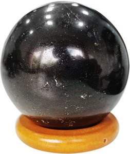 Shubhanjali Black Tourmaline Stone Crystal Sphere Ball for Vastu Chakra Balancing 150-200 Gm Decorative Showpiece  -  4 cm