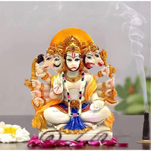 yogi Panchmukhi Sitting Hanuman Ji Idol Showpiece Decorative Showpiece Decorative Showpiece  -  14 cm