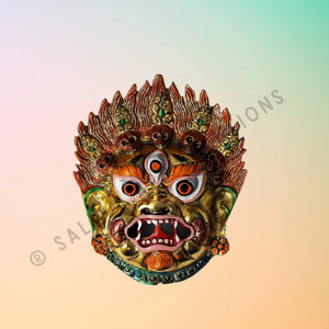 salvusappsolutions Wall Hanging Metal Mahakal Face Mask Nazar Battu Evil Eye Protector (Mulit_5x4.5INCH) Decorative Showpiece  -  12 cm