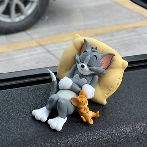 LAVITRA Car Dashboard Tom & Jerry Cute Sleeping Car Interior Accessory डेकोरेटिव शोपीस  -  5 cm