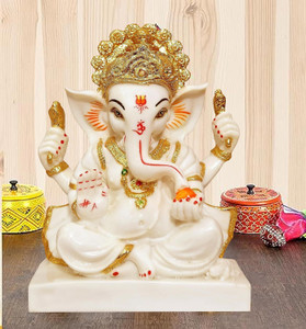 Cyan Creation Handicraft Marble Dust Big Ganesha/Ganpati/Vinayak for Home Temple Puja Room Decorative Showpiece  -  24 cm