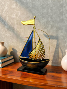 Handicrafy Metal Sailboat Showpiece | Nautical Home Decor Boat Decorative Showpiece - 24 cm