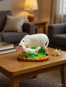 kakumanu Kamadhenu Cow and Calf Decorative Showpiece  -  8 cm