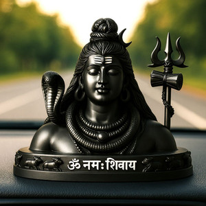 NIHARIKA HANDICRAFT Adiyogi Shiva Idol with Trishul – Mahadev Murti for Home & Car Dashboard Decorative Showpiece  -  9 cm