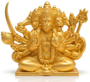 Uniqon Sitting Bajrangbali Panchmukhi Hanuman Gada Statue/Idol/Murti Figurines Stand Decorative Showpiece  -  7.5 cm