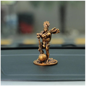 Adhvik Bahubali Hanuman Ji/bajrangbali Murti Standing Posture with Gada Idol Gift Items Decorative Showpiece  -  10 cm