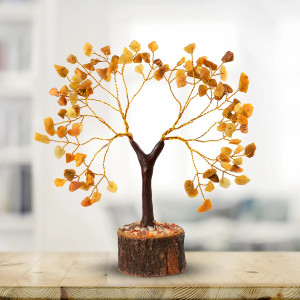 REIKI CRYSTAL PRODUCTS Citrine Crystal Money Tree Feng Shui Home Office Decor For Reiki Healing Energy Decorative Showpiece  -  19 cm
