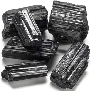 MIRAN AGATE Natural Orignal Black Tourmuline Raw Stone 100 Grams Decorative Showpiece - 4 cm