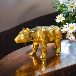 aakrati Handcrafted Metal Animal Statue of Bear export quality made of Brass Decorative showpiece with antique finish statue cum Table Décor Decorative Showpiece  -  6 cm