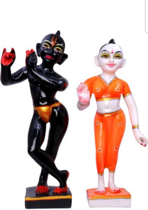 krishnagallery1 Black Iskon Radha Krishna Murti Marble Finish Decorative Showpiece  -  19 cm