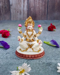 shindde exports goddess laxmi devi marble murti small Lakshmi statue idol for home pooja Decorative Showpiece  -  7 cm