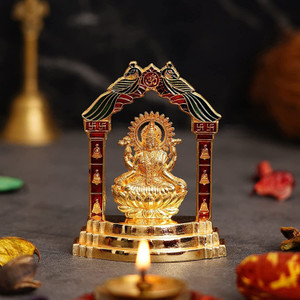 JaipurCrafts Premium Goddess Laxmi Ji Gold Plated Statue Decorative Showpiece  -  16.51 cm