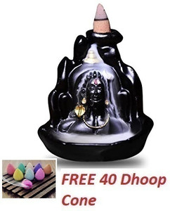 reeldot Lord Adiyogi Shiva Idol Statue Pack of 1 With Free 40 Cone Decorative Showpiece  -  13 cm