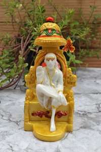 shinde exports SHINDE EXPORTS shirdi saibaba Marble Idol Statue murti Home Murty for car Decorative Showpiece  -  16 cm
