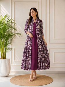 MUKUL CREATION Women Two Piece Dress Purple Knee Length Dress
