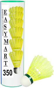 Easymart Shuttlecock For Indoor and Outdoor Badminton Green Cap Nylon-Yellow Nylon Shuttle  - Green