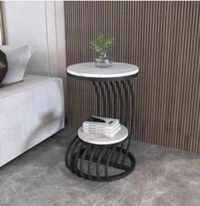 TRADITIONALCRAFT Beautiful Metal Round End Table with Wooden top, Sofa Side Table, Coffee Table Metal End Table