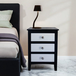 TRUE FURNITURE Sheesham Wood 3 Drawer Bed Side Table, Night Stand Table Solid Solid Wood Side Table