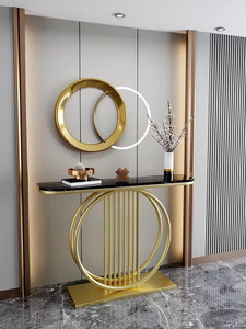 Yusha handicrafts Luxury Circular Design Engineered Wood Console Table