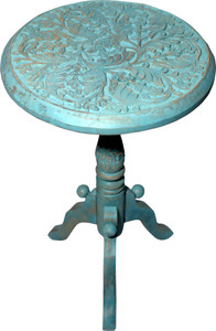 Decorhand Mango Wood Beautiful Carved Side Table Solid Wood Side Table