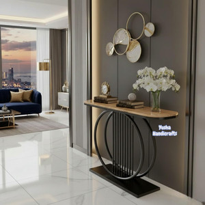 Yusha handicrafts Luxury Circular Design Engineered Wood Console Table