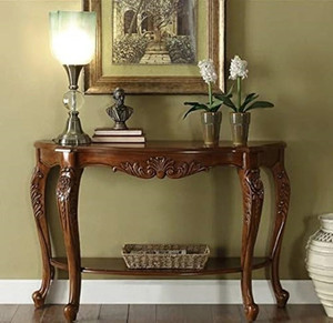 FURNISQUARE Console Table Wooden | Solid Wood Side Table with Storage for Living Room Solid Wood Console Table