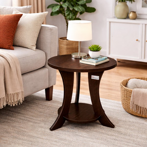 Nestokart Round MDF Beside Table for Living Room & Bedroom | Coffee Table / Lamp Stand Engineered Wood Bedside Table