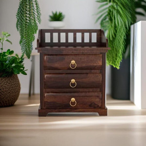 INTEROS Solid Sheesham Wood Bedside Table For Bedroom / Hotel Room Solid Wood Side Table
