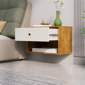 Hexa Red Bed Side Table with 1-Drawer, Nightstand, Bedrooms, Storage Cabinet Engineered Wood Bedside Table