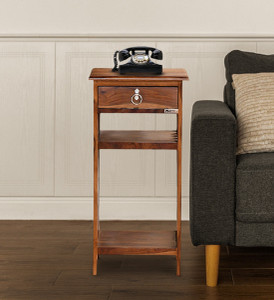 Meera Handicraft Wooden Bedside Table, Nightstand with Shelf & Drawer Storage for Home, Bed Room Solid Wood Bedside Table