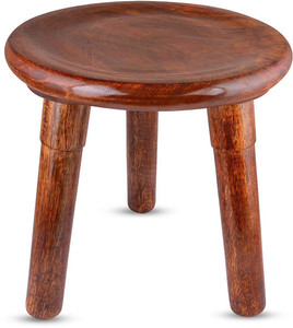 Amaze Shoppee Modern End Table/Stool for Living Room Side/Corner Table -Brown Round Tabletop with 3 Foldable Legs Solid Wood End Table